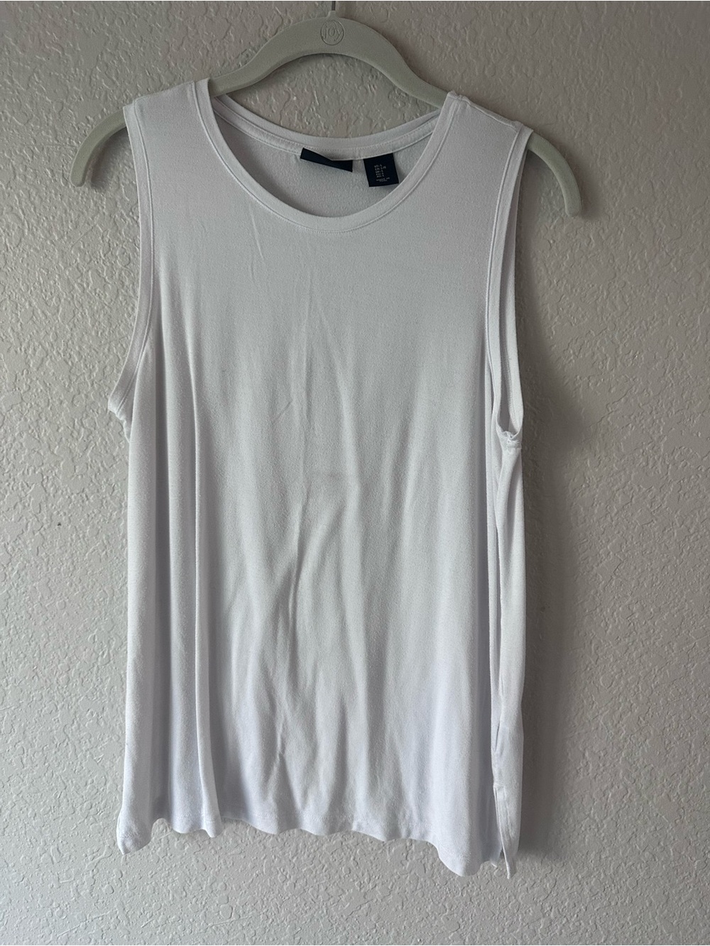 Adrienne Vittadini White Sleeveless Tank Top Relaxed Fit Size L